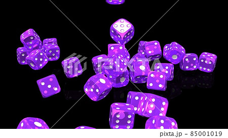 Purple Dices On Black Background のイラスト素材