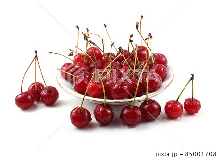 Red cherries on dish Red cherries on dish 85001708
