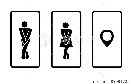 トイレとスマホのアイコン 男女のサインのイラスト素材