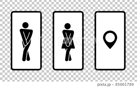トイレとスマホのアイコン 男女のサイン トイレとスマホのアイコン 男女のサイン 85001789