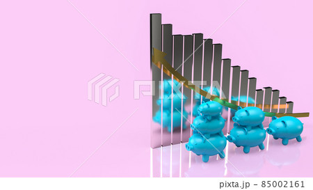 The blue piggy bank and silver chart for saving or business concept 3d rendering 85002161