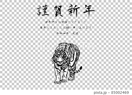 White Tiger Front Vector Monochrome Happy New Year Horizontal White Tiger Front Vector Monochrome Happy New Year Horizontal 85002469