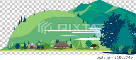 日本の原風景 里山と古民家のベクターイラスト 背景素材 日本の原風景 里山と古民家のベクターイラスト 背景素材 85002749
