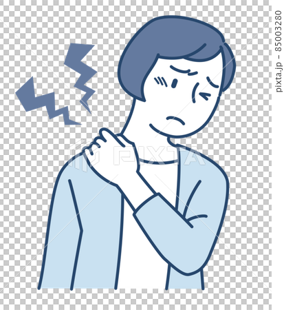 肩こりでつらそうな女性 肩こりでつらそうな女性 85003280