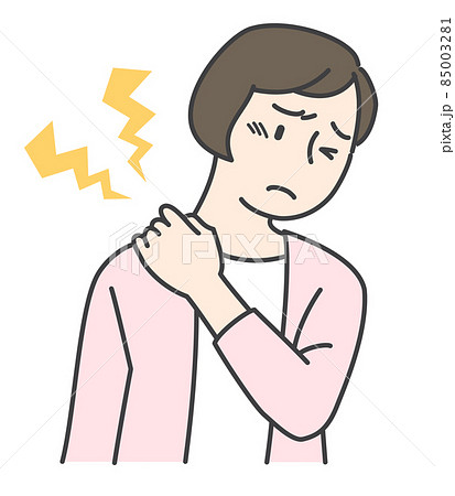 肩こりでつらそうな女性 肩こりでつらそうな女性 85003281