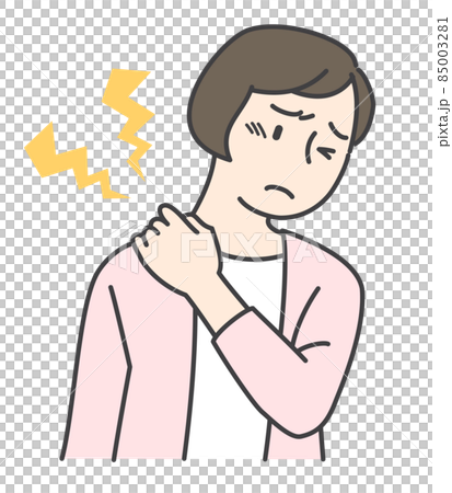 肩こりでつらそうな女性 肩こりでつらそうな女性 85003281