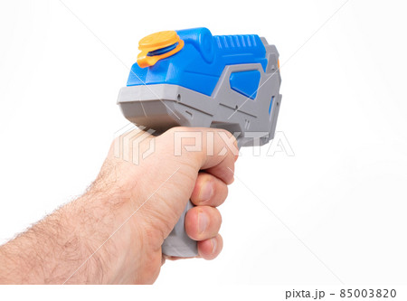 Modern small water pistol isolated on white 85003820