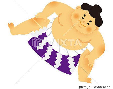 四股を踏む力士のイラストのイラスト素材