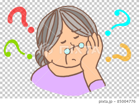 認知症 記憶障害 何かを思い出せない高齢女性 認知症 記憶障害 何かを思い出せない高齢女性 85004776