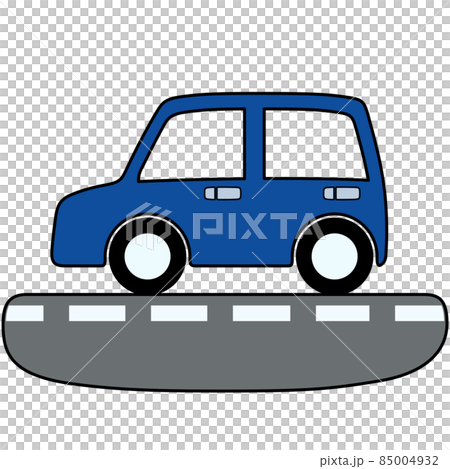 車と道路のイラストのイラスト素材