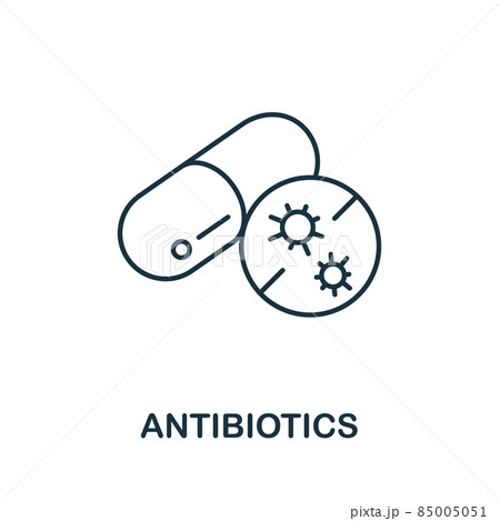 Antibiotics icon. Line element from bioengineering collection. Linear Antibiotics icon sign for web design, infographics and more. 85005051