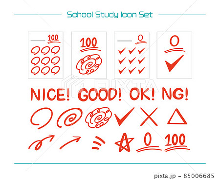 100点 0点　採点　テスト用紙　勉強 85006685