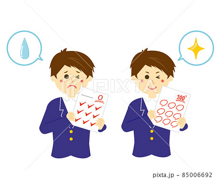 テストの答案用紙を持つ男子学生 85006692