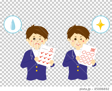 テストの答案用紙を持つ男子学生 85006692