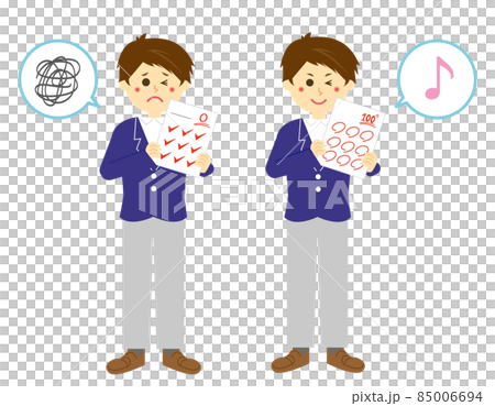 Male student with test answer sheet 85006694