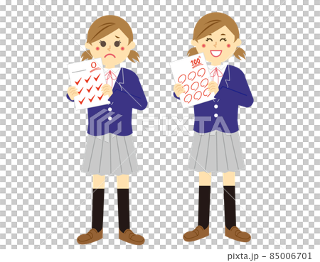 Female student with test answer sheet Female student with test answer sheet 85006701