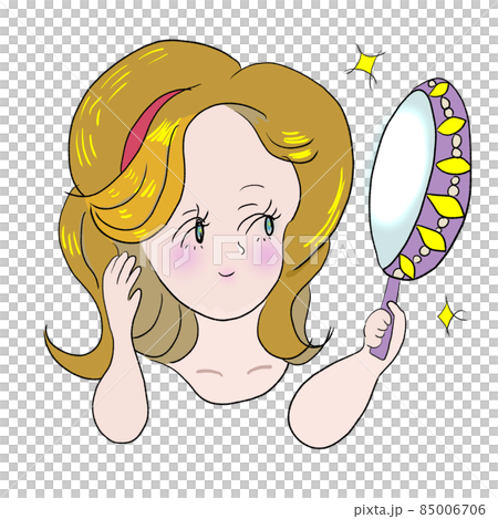 鏡をみて満足する美人 85006706