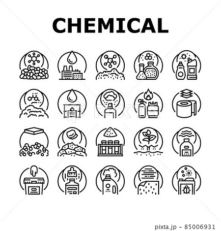 Chemical Industry Production Icons Set Vector 85006931