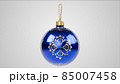 christmas ball. new year ornament with carved winter patterns. 3d illustration 85007458