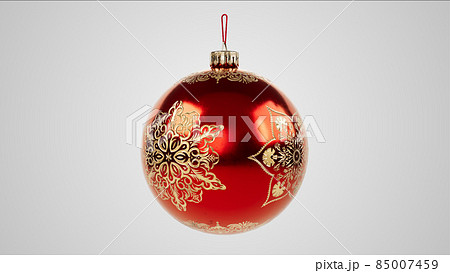 christmas ball. new year ornament with carved winter patterns. 3d illustration christmas ball. new year ornament with carved winter patterns. 3d illustration 85007459