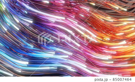 glowing glass trails. fiber optic technology concept with multiple lines. 3d illustration glowing glass trails. fiber optic technology concept with multiple lines. 3d illustration 85007464