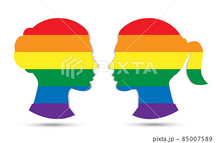 LGBT women icons, rainbow flag vector illustration LGBT women icons, rainbow flag vector illustration 85007589