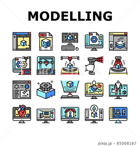 3d Modelling Software And Device Icons Set Vector 85008167