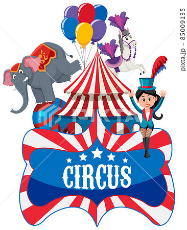 Circus banner with cartoon character Circus banner with cartoon character 85009135
