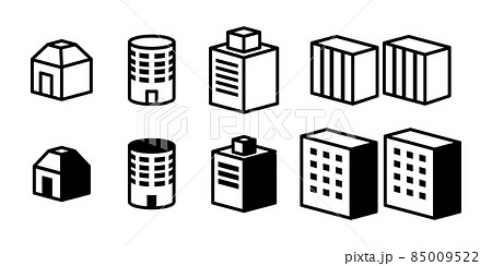 マンション, 家, ホームのベクターアイコンイラスト白黒 85009522