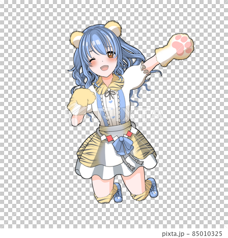 Blue curly hair idol in charge of tiger cosplay celebrating the year of the tiger Blue curly hair idol in charge of tiger cosplay celebrating the year of the tiger 85010325