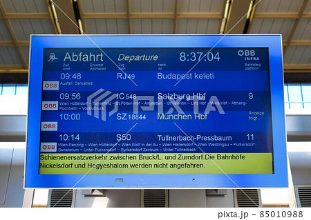 ウィーン中央駅の時刻表 ウィーン中央駅の時刻表 85010988