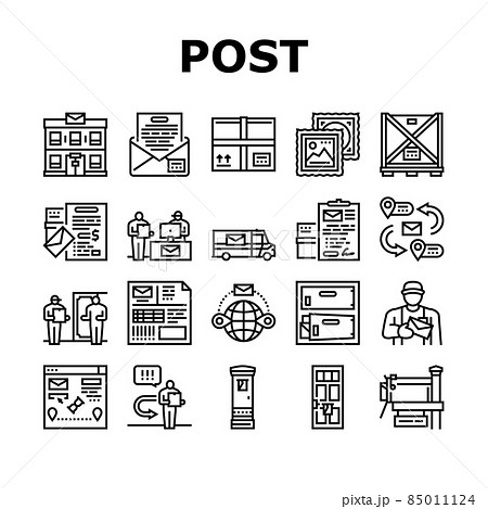 Post Office Delivery Service Icons Set Vector 85011124