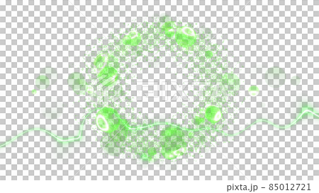 CGパーティクル　中央にコピースペースのある光の玉と線の背景 85012721