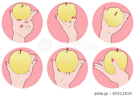 黄色いりんごを持つ女性の手・6点セット 85012810