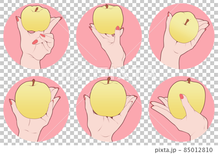 黄色いりんごを持つ女性の手・6点セット 85012810