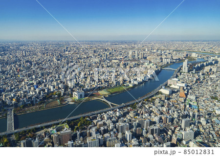 【都市風景】隅田川と城東エリア俯瞰 85012831