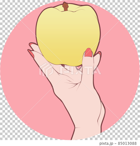 Female hand with a small yellow apple Female hand with a small yellow apple 85013088