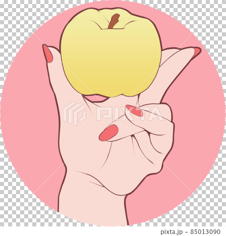 Female hand with a small yellow apple Female hand with a small yellow apple 85013090
