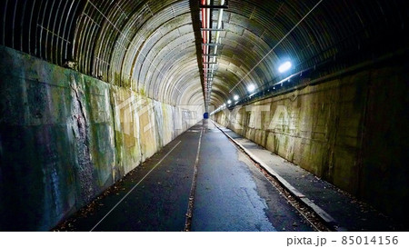 寸又峡プロムナードの途中にある天子トンネル内部の一本道 85014156