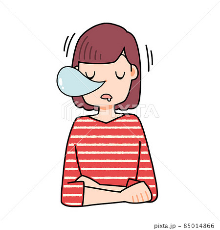 女性 表情 居眠りのイラスト素材