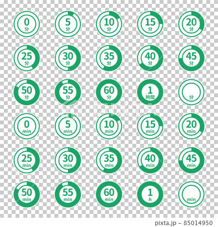 タイマーアイコン（5分刻み、0分～60分） 85014950