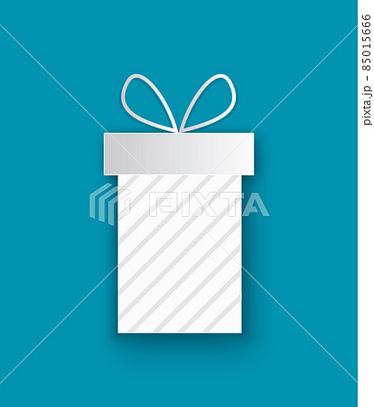 Wrapped Xmas Present Cut Out Icon, Isolated Blue Wrapped Xmas Present Cut Out Icon, Isolated Blue 85015666