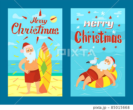 Merry Christmas Santa Claus and Surfing Board Xmas Merry Christmas Santa Claus and Surfing Board Xmas 85015668