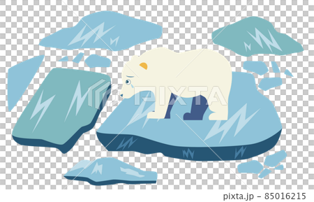気候変動の影響で氷が溶けて困っているシロクマ 気候変動の影響で氷が溶けて困っているシロクマ 85016215