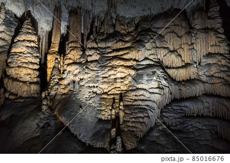 Hughe cave with stalagmites and stalactites in the Karst area Hughe cave with stalagmites and stalactites in the Karst area 85016676