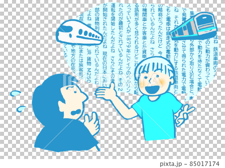 発達障害　電車について語り始めると止まらない男の子　シンプル 85017174
