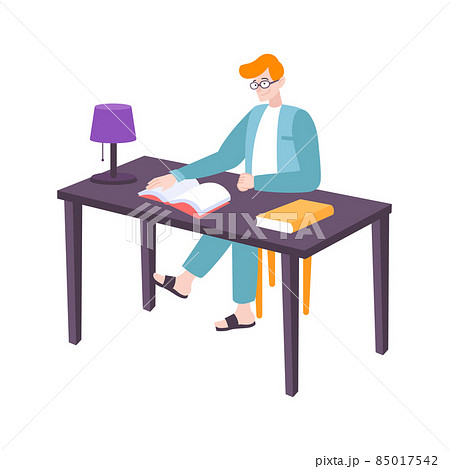 Table Book Reading Composition 85017542
