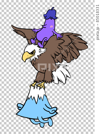 一隻富士、兩隻鷹和三個茄子的插圖 85018331