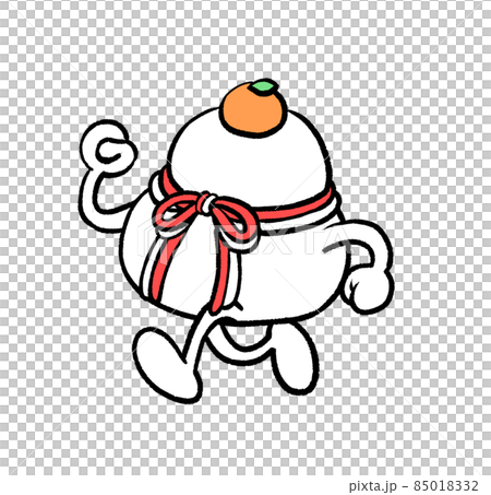 頭上掛著橘子走路的鏡麻糬插圖 85018332