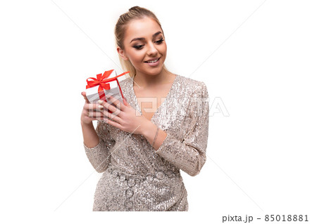 Photo of beautiful wonderful attractive positive smiling happy young woman with ponytail and makeup Photo of beautiful wonderful attractive positive smiling happy young woman with ponytail and makeup 85018881